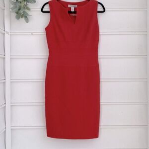 New Kay‎ Unger Sleeveless Split Neck Wool Dress size 6 Coral